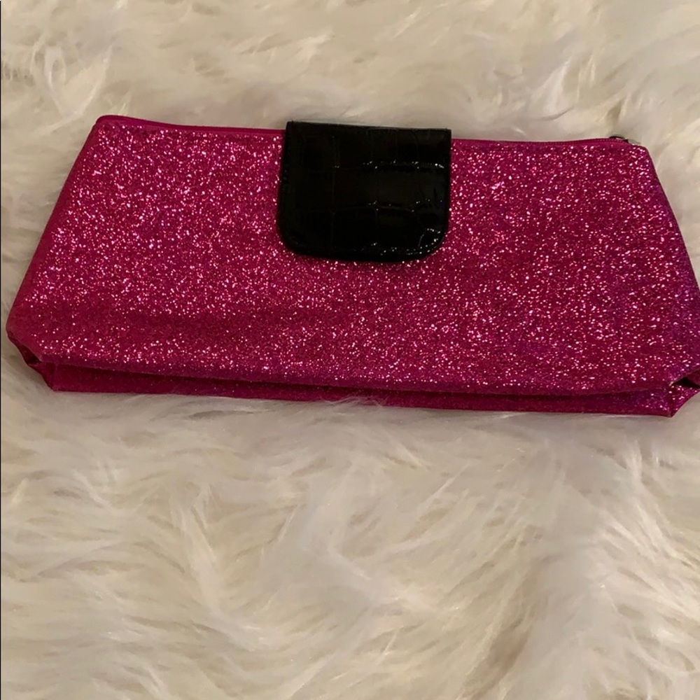 Pink glitter make up pouch